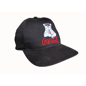 Vintage Coca-Cola Black Snapback Hat With Polar Bear Embroidery